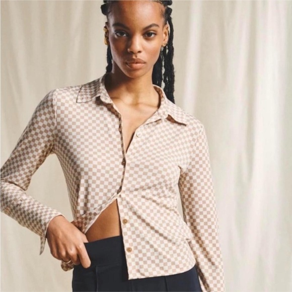 Abercrombie & Fitch Checkered Cropped Long sleeve - Picture 1 of 8